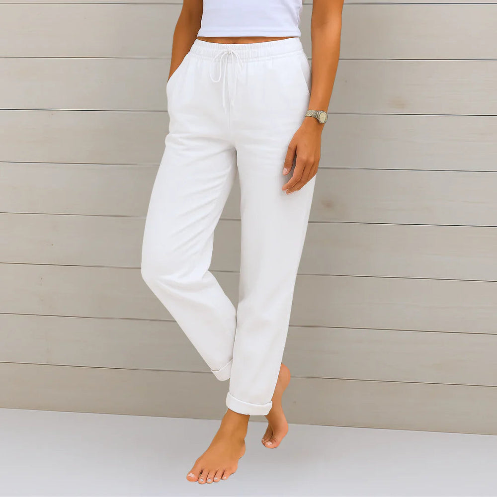 Damen Leinenhose Kordelzug Relaxed Fit Gummibund - Image 2