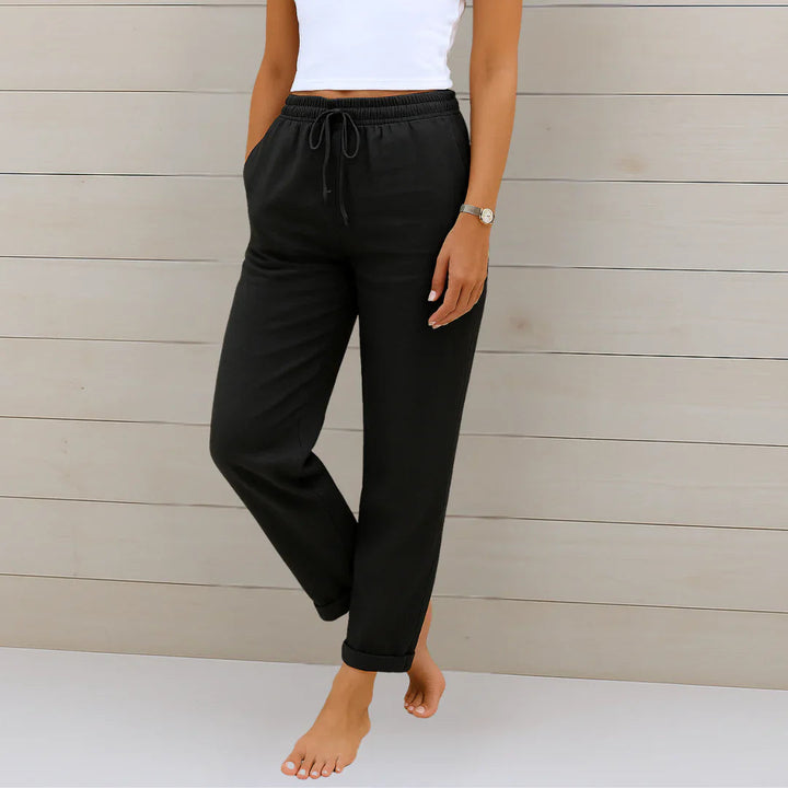 Damen Leinenhose Kordelzug Relaxed Fit Gummibund - Image 4
