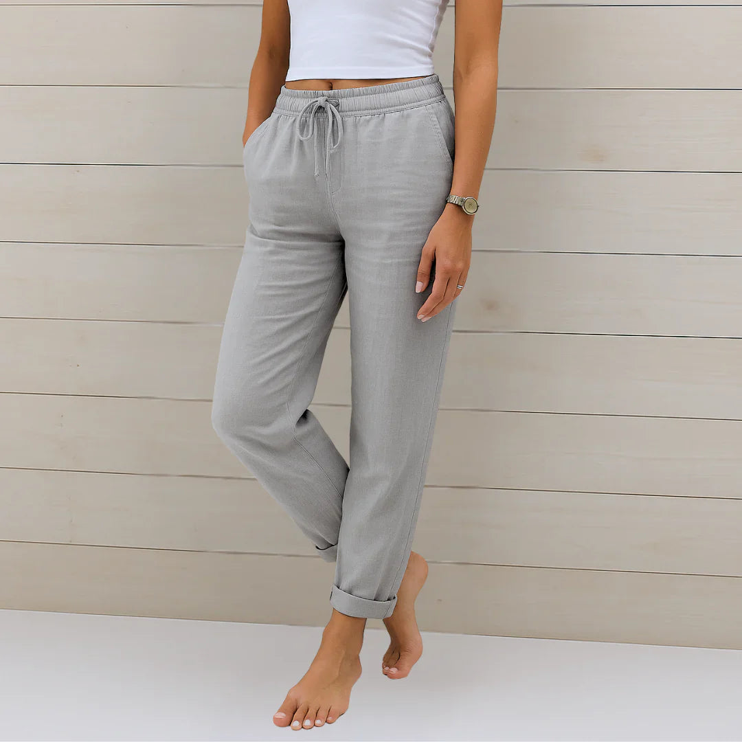 Damen Leinenhose Kordelzug Relaxed Fit Gummibund - Image 5