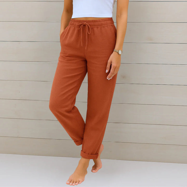 Damen Leinenhose Kordelzug Relaxed Fit Gummibund - Image 6