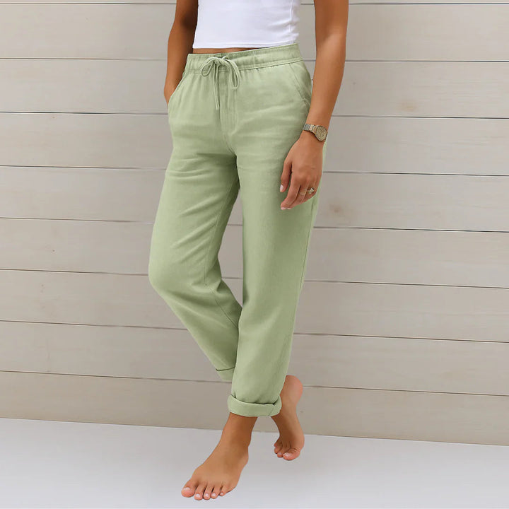 Damen Leinenhose Kordelzug Relaxed Fit Gummibund - Image 7