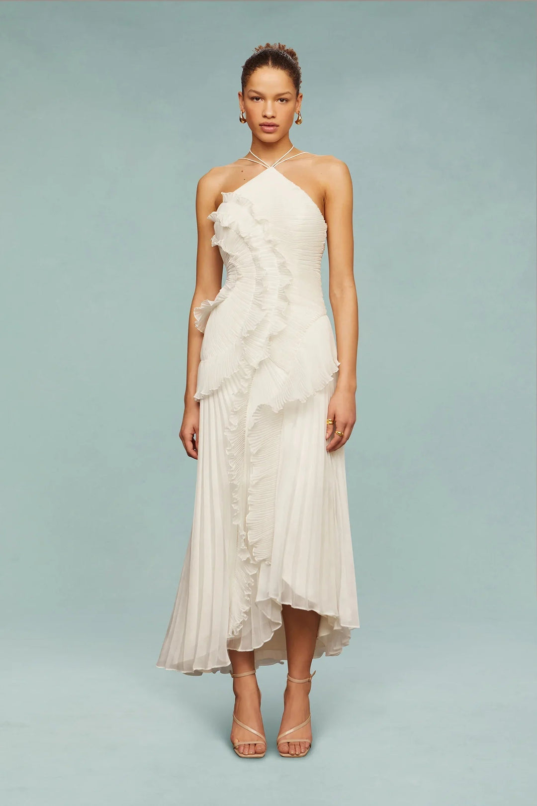 Emmara - Rüschen Maxi Kleid Halterneck
