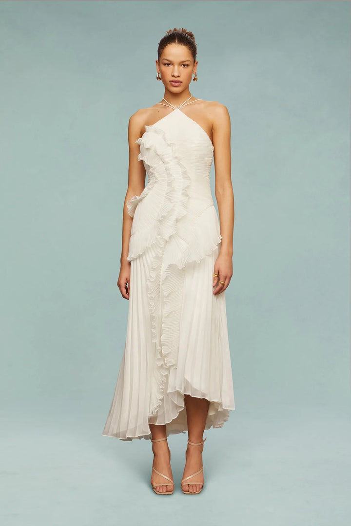 Emmara - Rüschen Maxi Kleid Halterneck