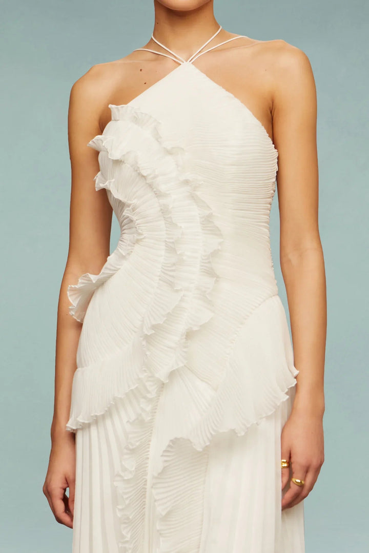 Emmara - Rüschen Maxi Kleid Halterneck