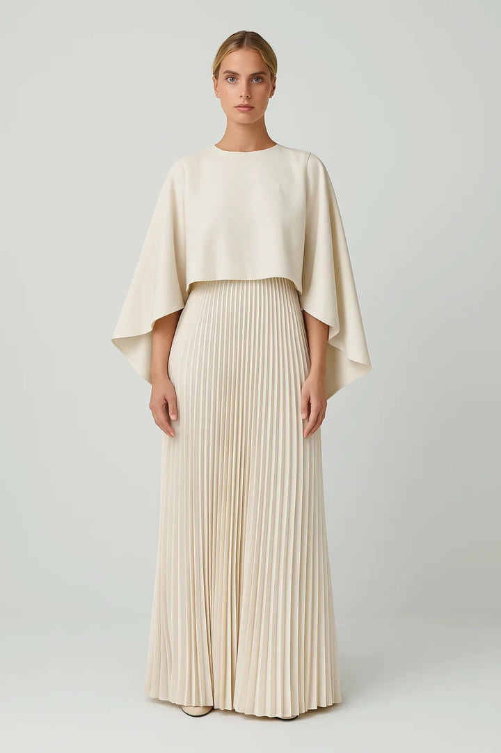Ornella - Elegantes Cape Set Mit Langer Plisseerock