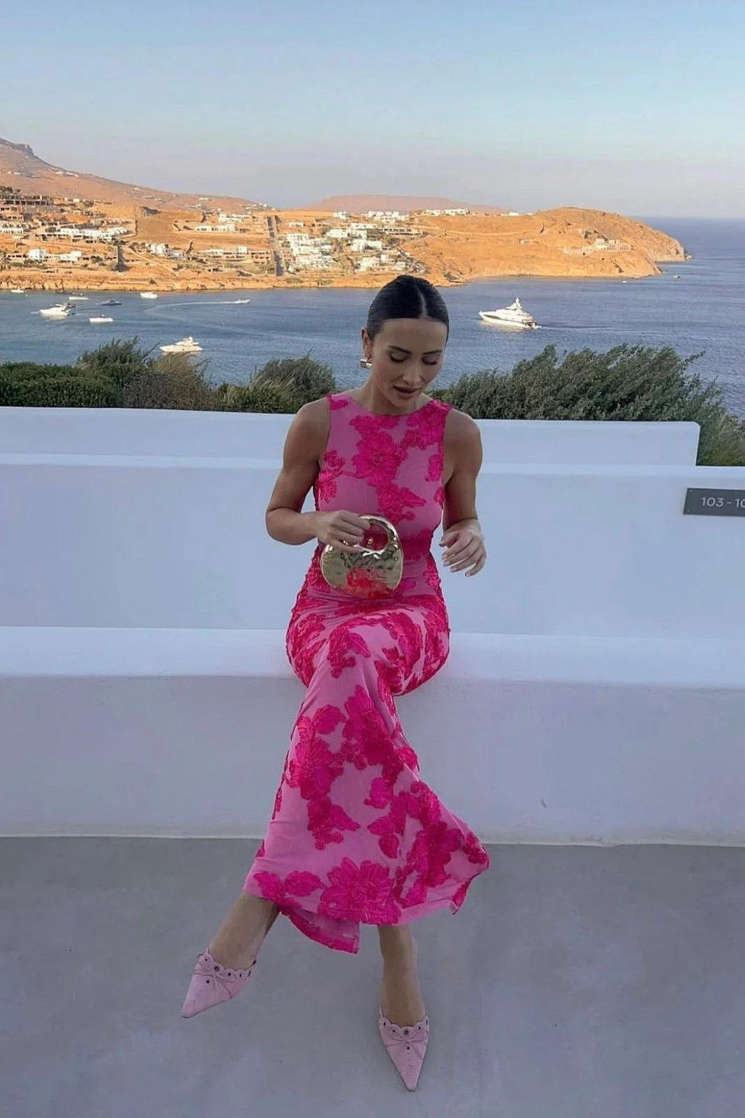 Florévia - Besticktes Ärmelloses Maxi Abendkleid
