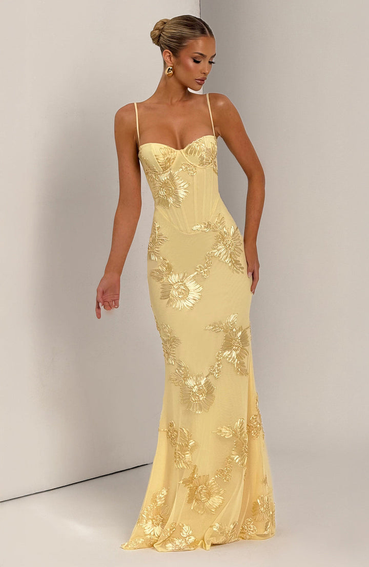 Vicara - Jacquard Corset Maxi Kleid