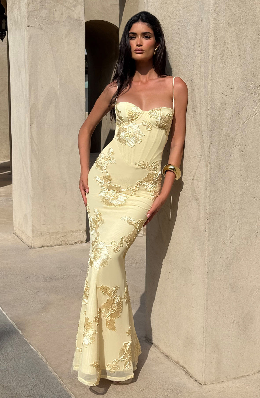Vicara - Jacquard Corset Maxi Kleid