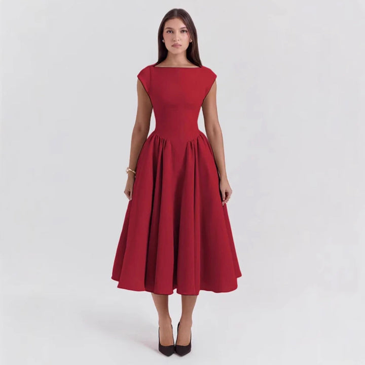 Tahlia - Midi Kleid Mit Struktur Und Cap Ärmeln