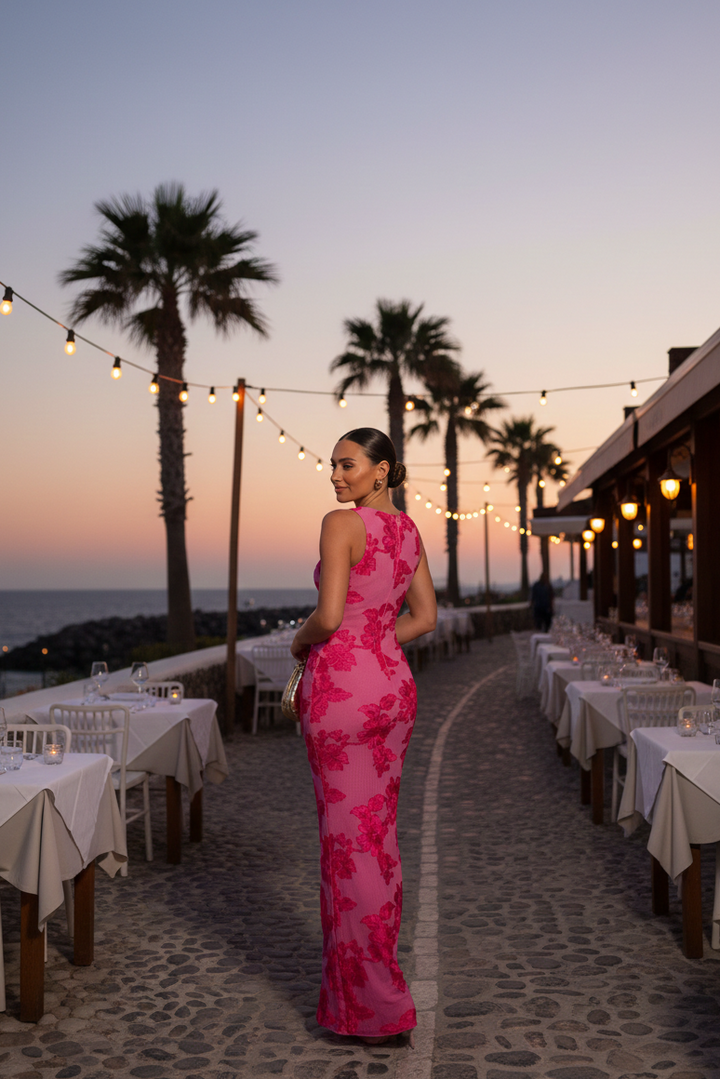 Florévia - Besticktes Ärmelloses Maxi Abendkleid