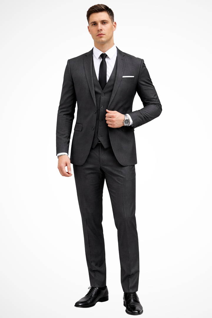 Dominic - Herren Slim Fit Dreiteiliger Anzug Mit Reverskragen