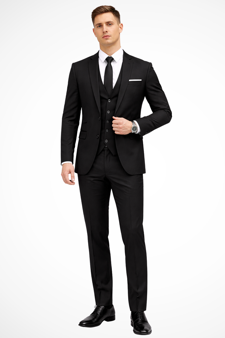 Dominic - Herren Slim Fit Dreiteiliger Anzug Mit Reverskragen