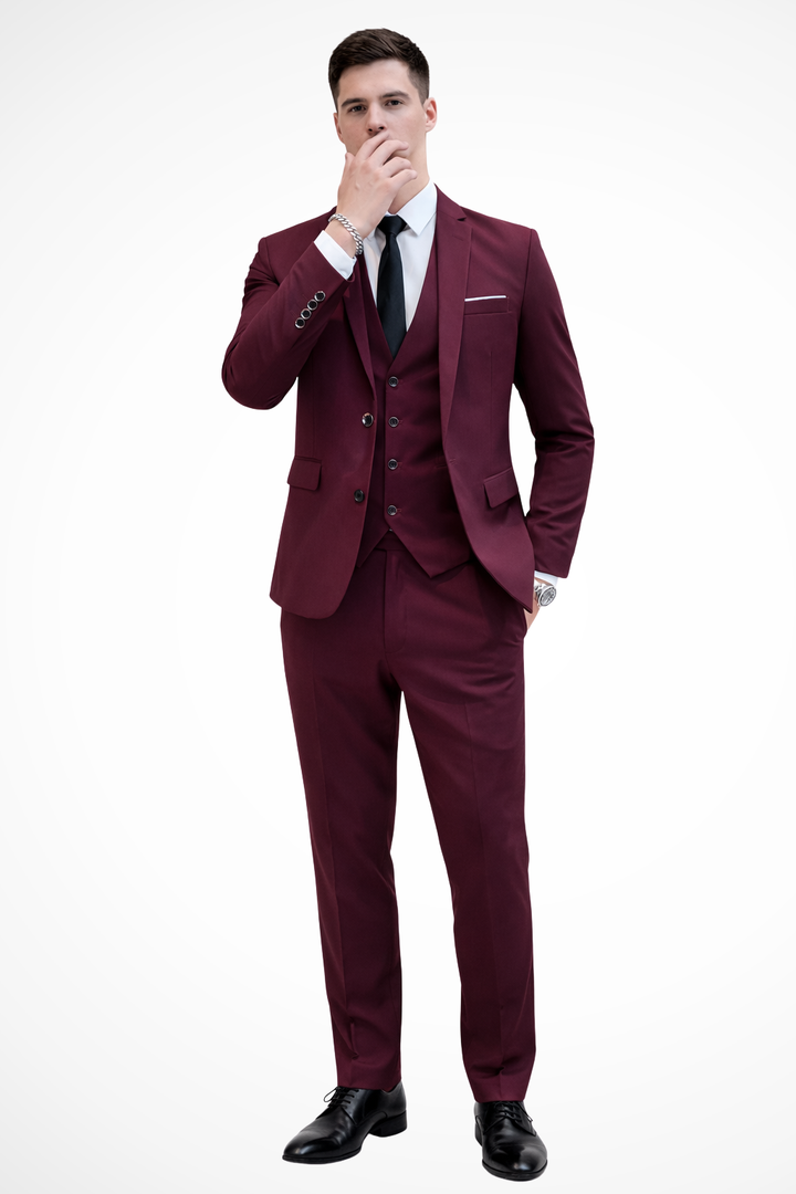Domeric - Herren Hochzeitsanzug Dreiteilig Slim Fit