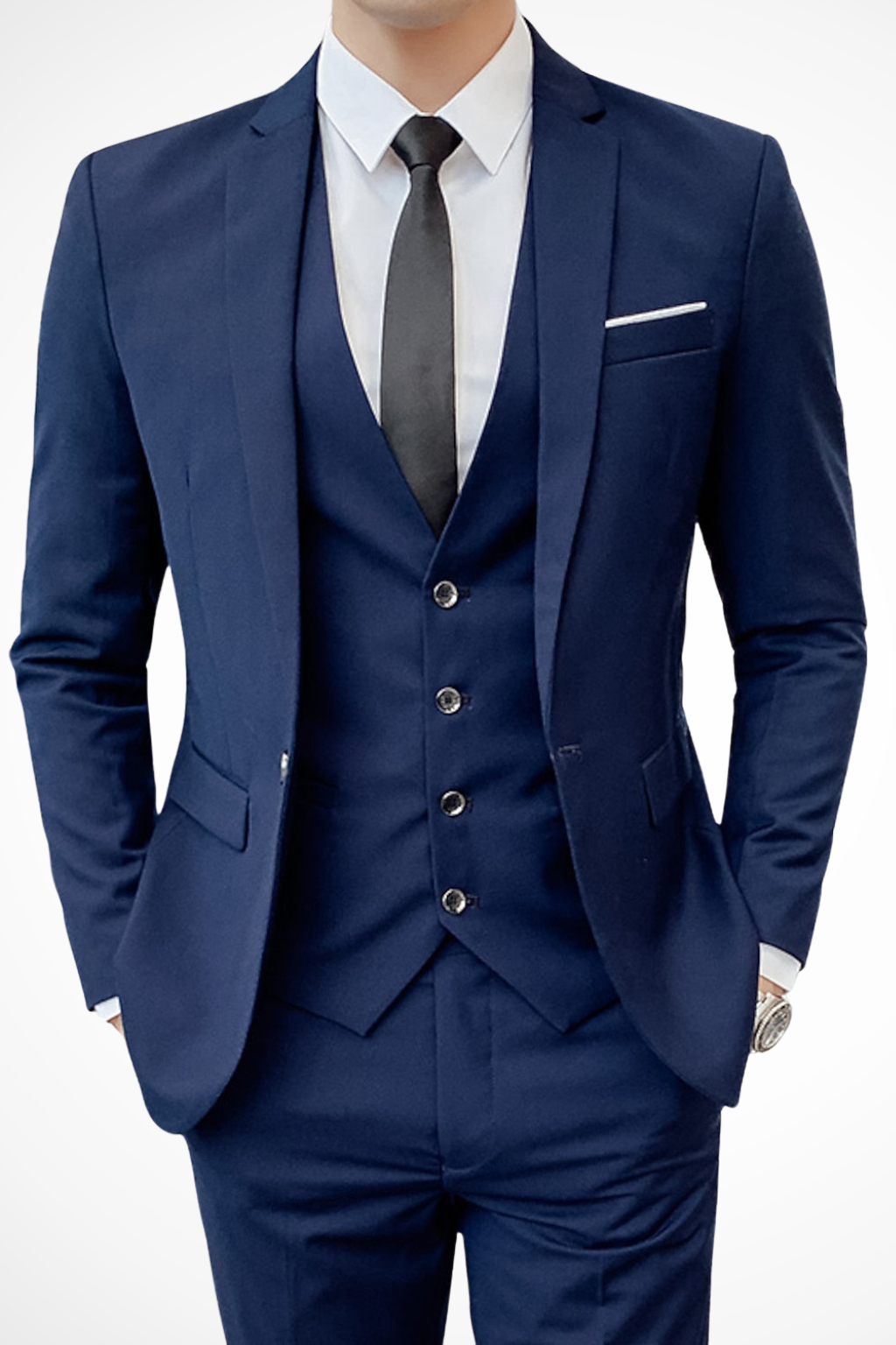 Dominic - Herren Slim Fit Dreiteiliger Anzug Mit Reverskragen