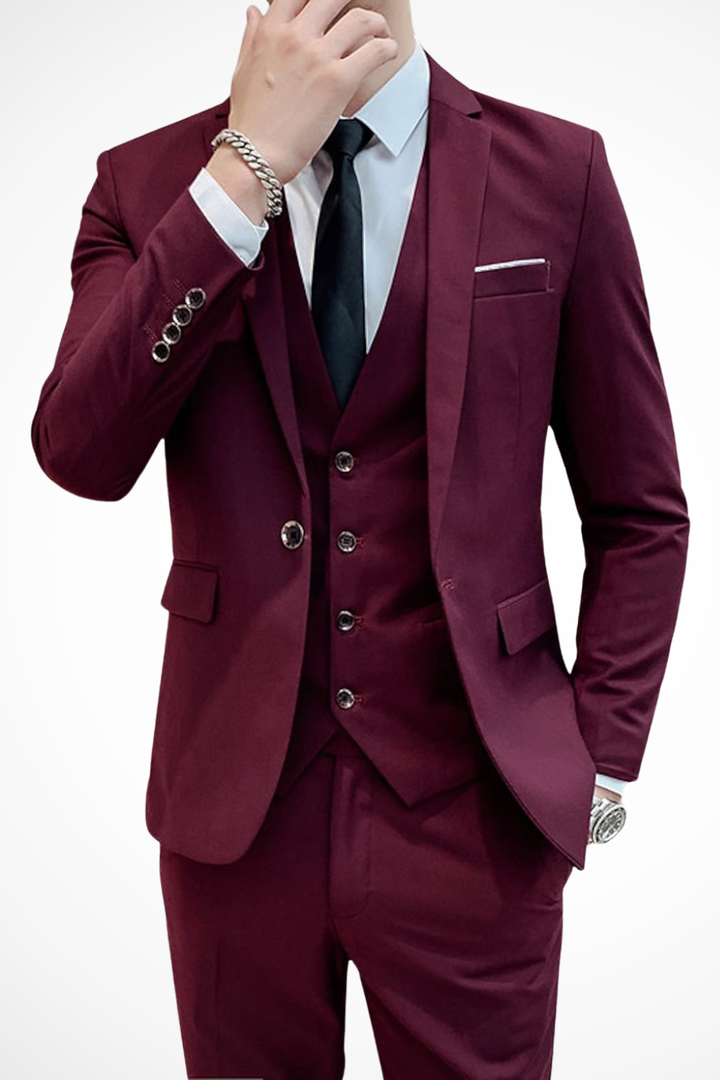 Domeric - Herren Hochzeitsanzug Dreiteilig Slim Fit
