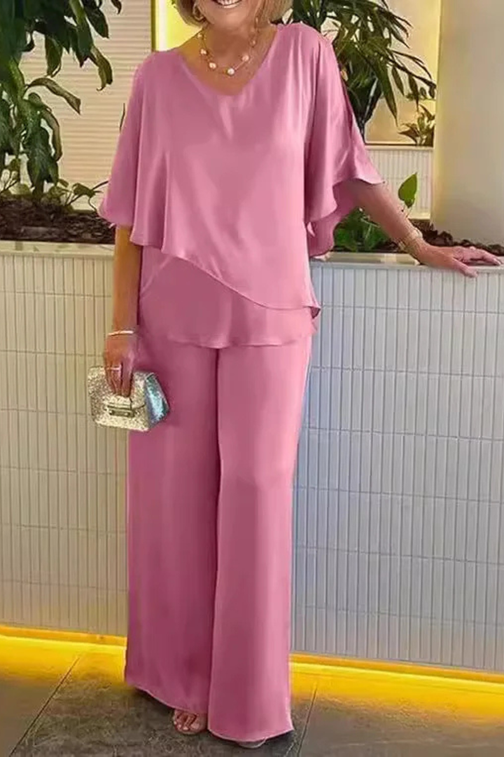 Seralune - Damen Zweiteiler Mit Weit Geschnittener Hose