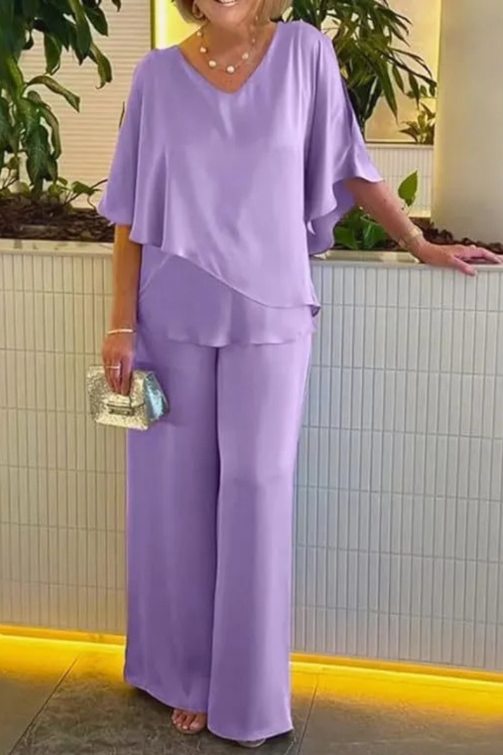 Seralune - Damen Zweiteiler Mit Weit Geschnittener Hose