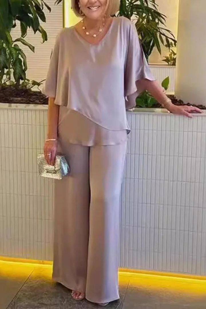 Seralune - Damen Zweiteiler Mit Weit Geschnittener Hose