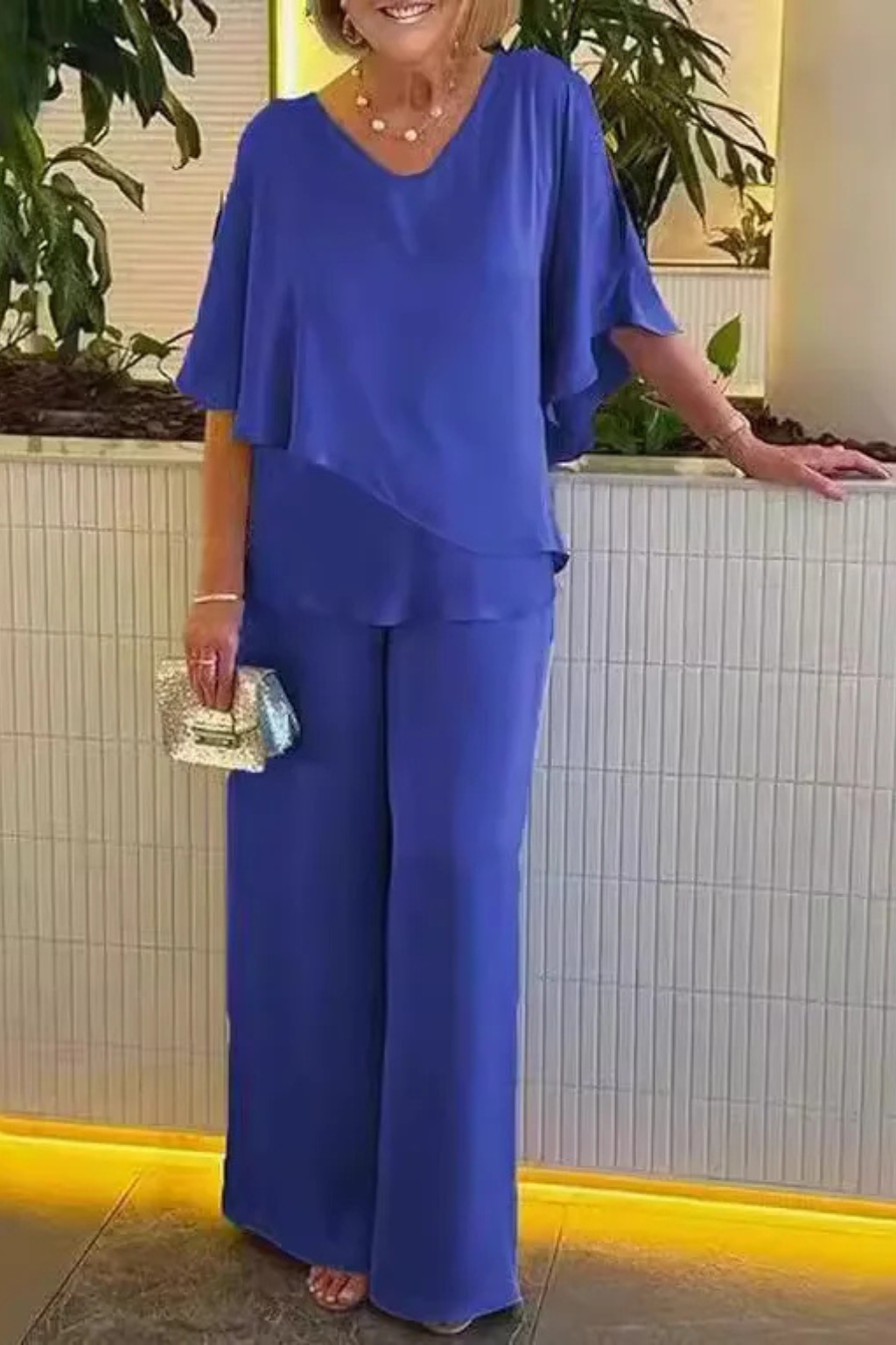 Seralune - Damen Zweiteiler Mit Weit Geschnittener Hose