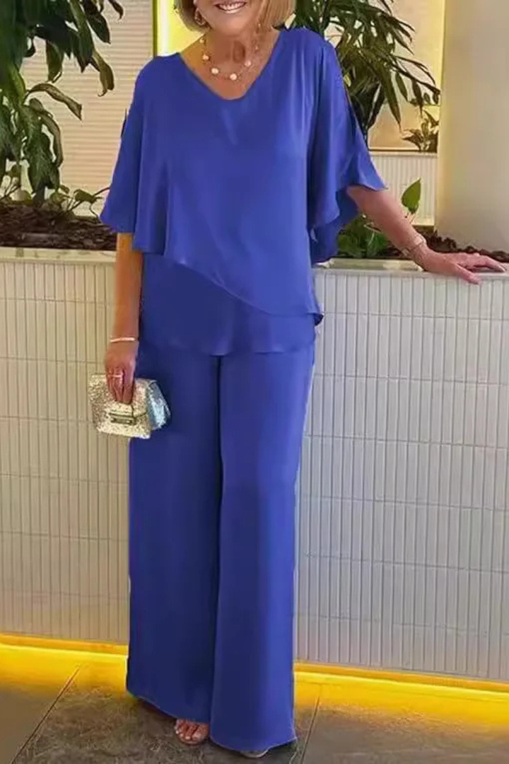Seralune - Damen Zweiteiler Mit Weit Geschnittener Hose