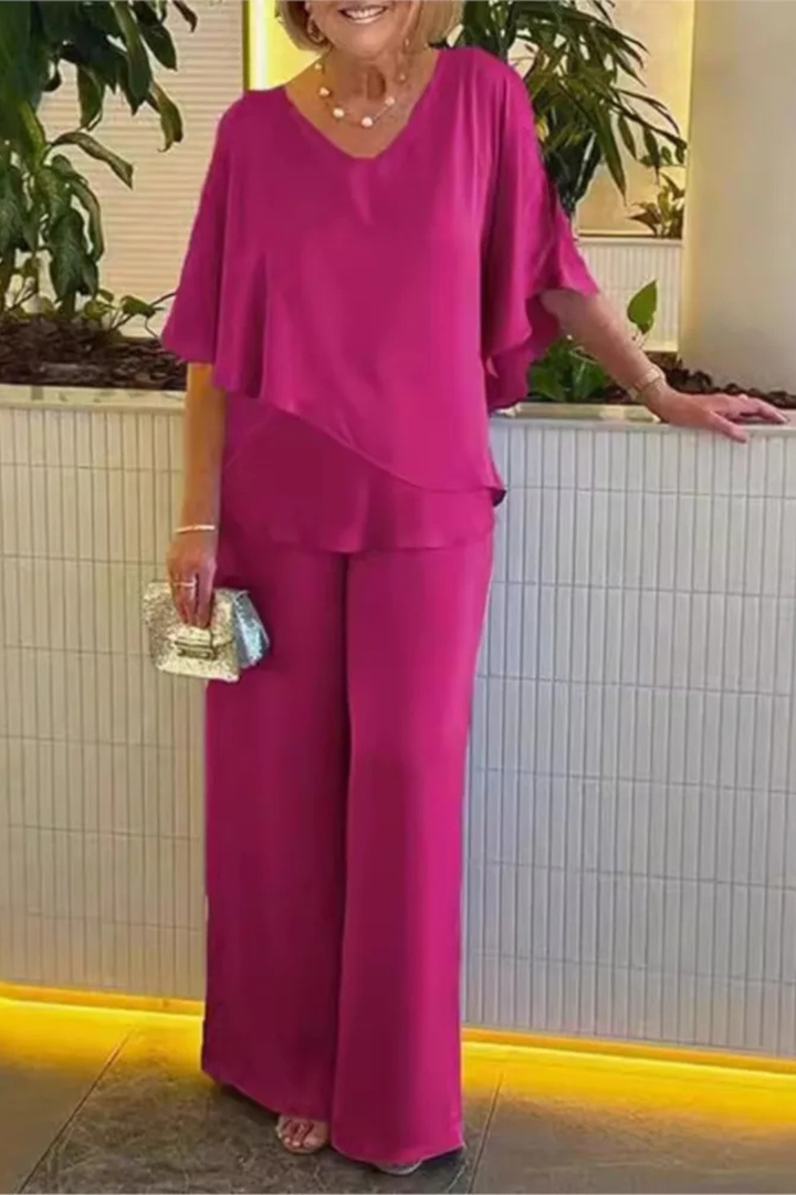 Seralune - Damen Zweiteiler Mit Weit Geschnittener Hose