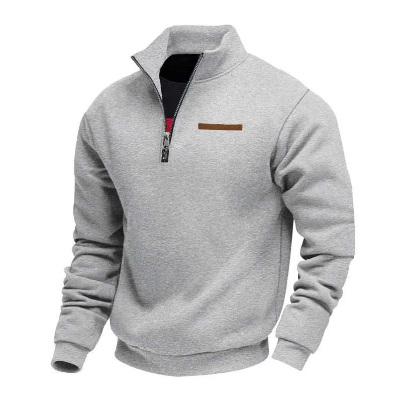 Herrenpullover mit Reißverschluss und Stehkragen