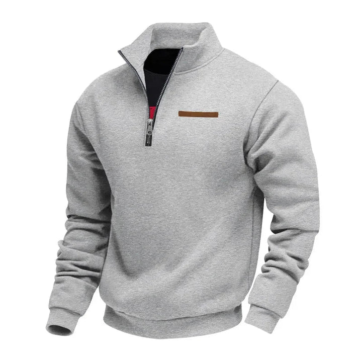 Herrenpullover mit Reißverschluss und Stehkragen