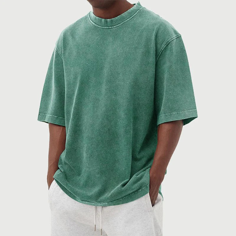 Men's cotton T-shirt with a washed look and relaxed fit