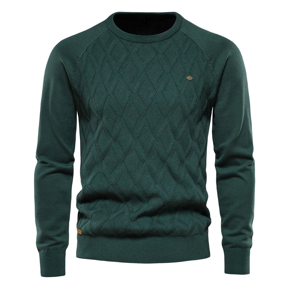 Herrenpullover mit Rautenmuster und schmaler Passform