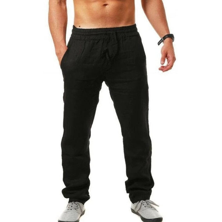 Men's Linen Cotton Blend Pants Lightweight Summer Trousers - Image 3