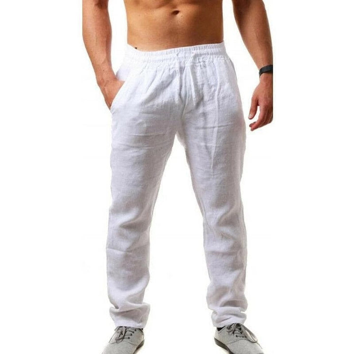 Men's Linen Cotton Blend Pants Lightweight Summer Trousers - Image 5