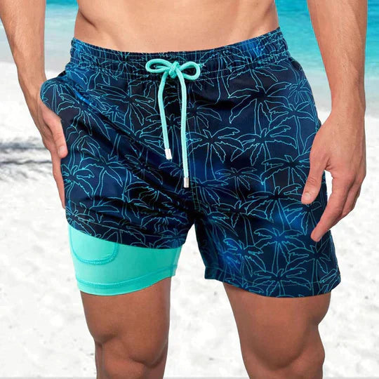 Herren Badehose Slim Fit Gemustert mit Innenfutter