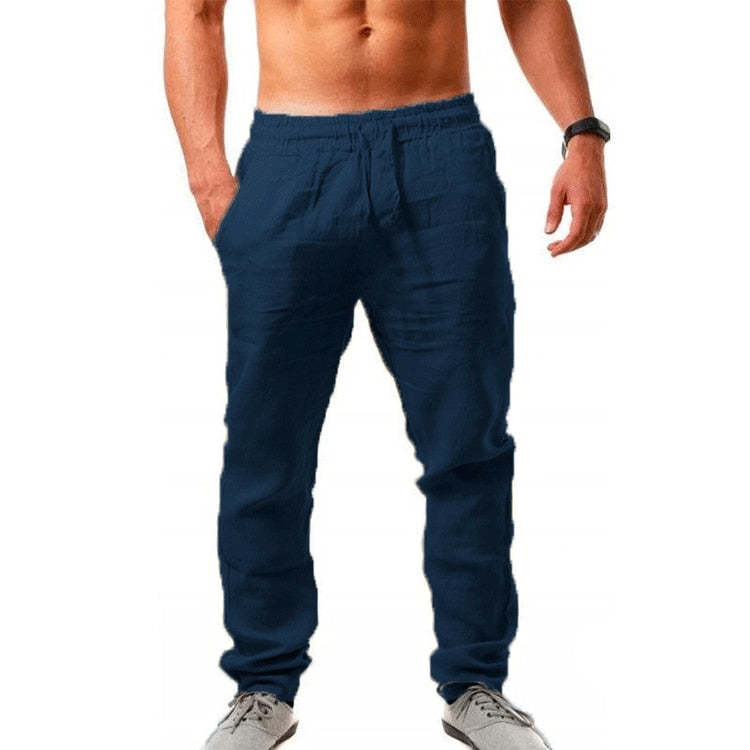 Men's Linen Cotton Blend Pants Lightweight Summer Trousers - Image 4