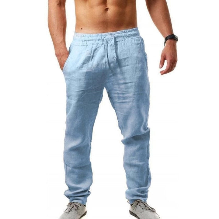 Men's Linen Cotton Blend Pants Lightweight Summer Trousers - Image 7