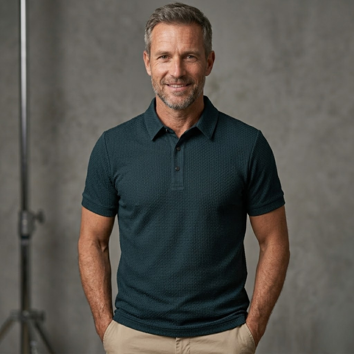 Herren Poloshirt Kurzarm Gerippte Struktur