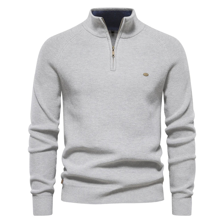 Herren Strickpullover mit Stehkragen und halbem Reißverschluss