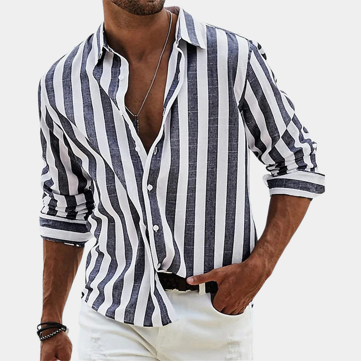 Men's Long Sleeve Striped Button Down Shirt - Image 2