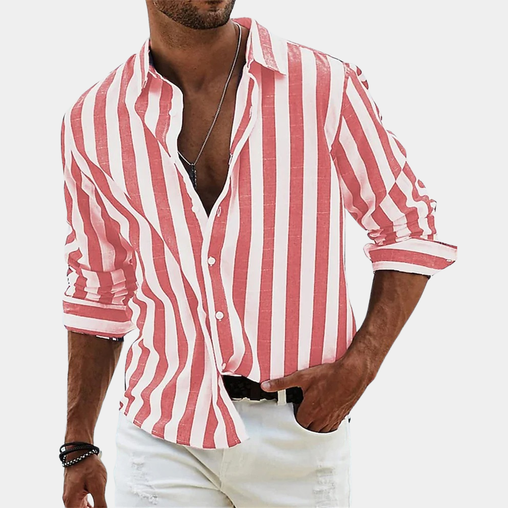 Men's Long Sleeve Striped Button Down Shirt - Image 3