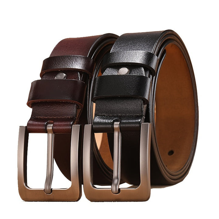 Men's Full Grain Leather Belt Pin Buckle Patina - Image 5