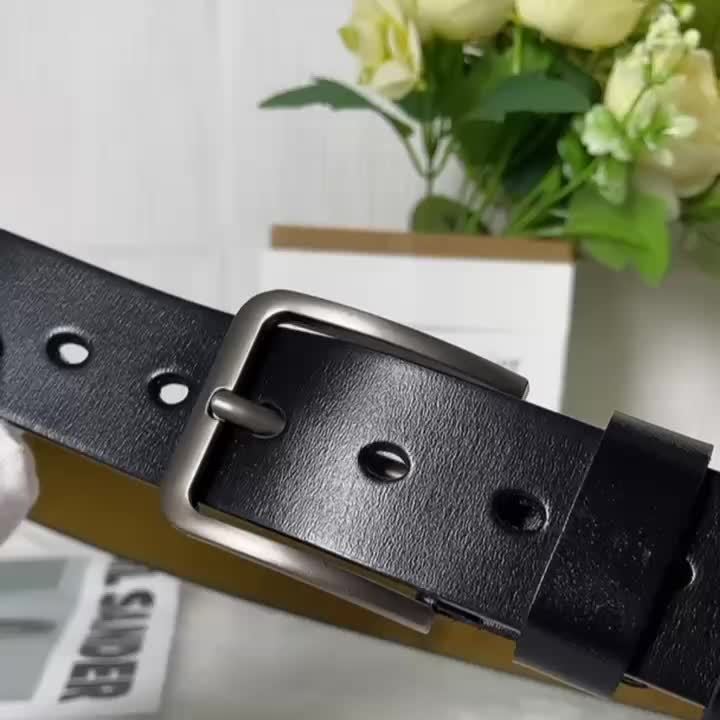 Men's Full Grain Leather Belt Pin Buckle Patina - Image 6