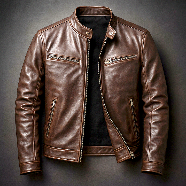 Herren Jacke Slim Fit Bikerjacke mit Stehkragen – Casual Übergangsjacke mit Reißverschluss