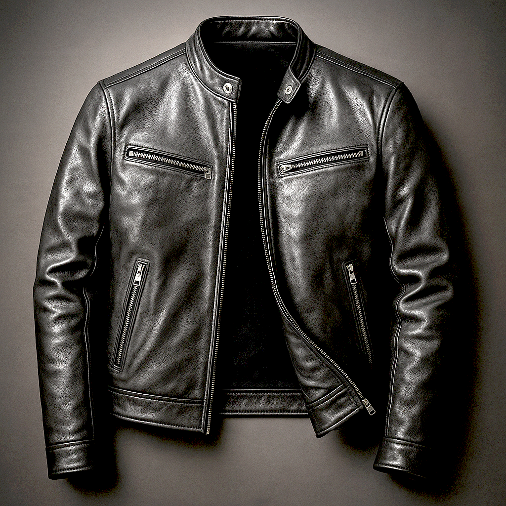 Herren Jacke Slim Fit Bikerjacke mit Stehkragen – Casual Übergangsjacke mit Reißverschluss - Image 2