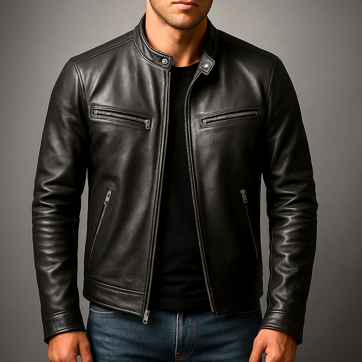 Herren Jacke Slim Fit Bikerjacke mit Stehkragen – Casual Übergangsjacke mit Reißverschluss - Image 6