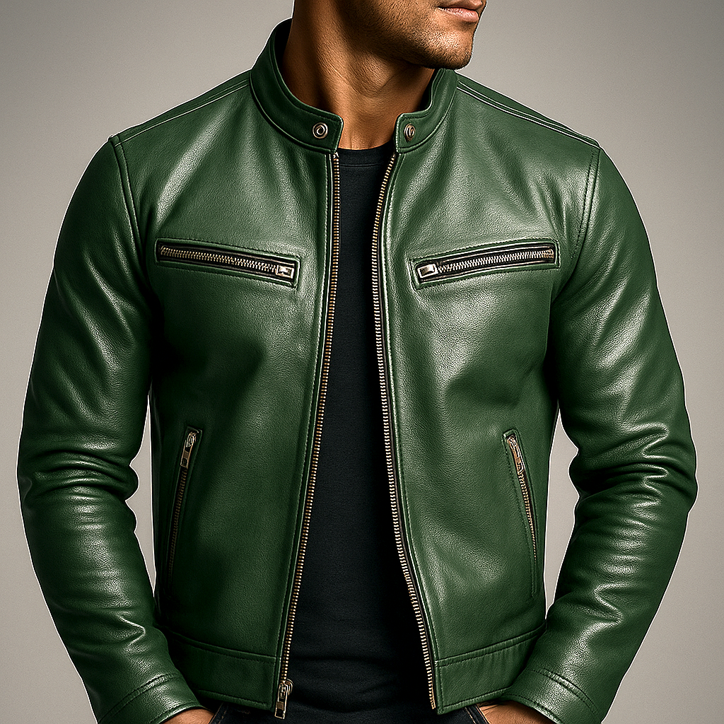 Herren Jacke Slim Fit Bikerjacke mit Stehkragen – Casual Übergangsjacke mit Reißverschluss - Image 7