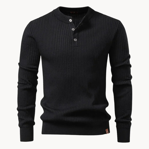 Strickpullover Herren mit Knopfleiste | Gerippter Troyer für Büro & Freizeit