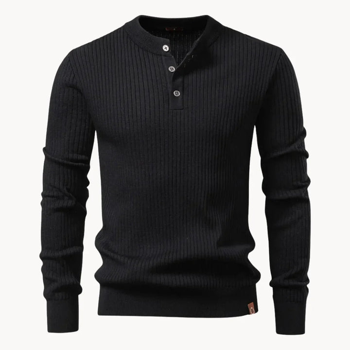 Strickpullover Herren mit Knopfleiste | Gerippter Troyer für Büro & Freizeit