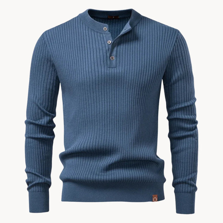 Strickpullover Herren mit Knopfleiste | Gerippter Troyer für Büro & Freizeit - Image 2