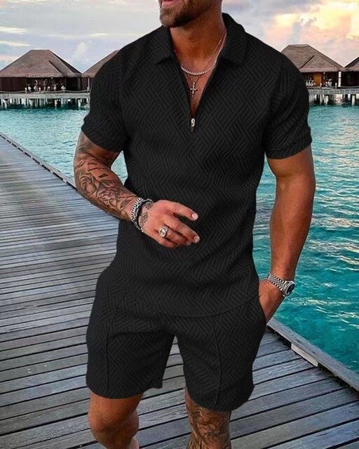 Men's Polo Shorts Set Summer Two Piece Matching Outfit - Image 2