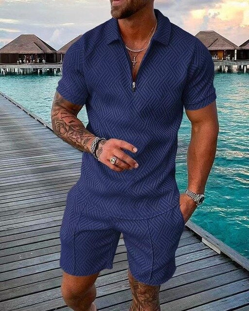 Men's Polo Shorts Set Summer Two Piece Matching Outfit - Image 3