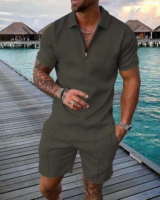 Men's Polo Shorts Set Summer Two Piece Matching Outfit - Image 4